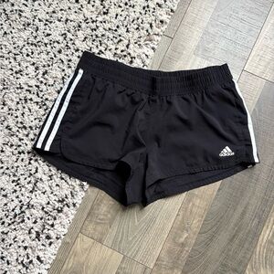 Adidas Women's Black Athletic Shorts with White Stripes